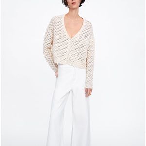 Zara open knit textured cardigan